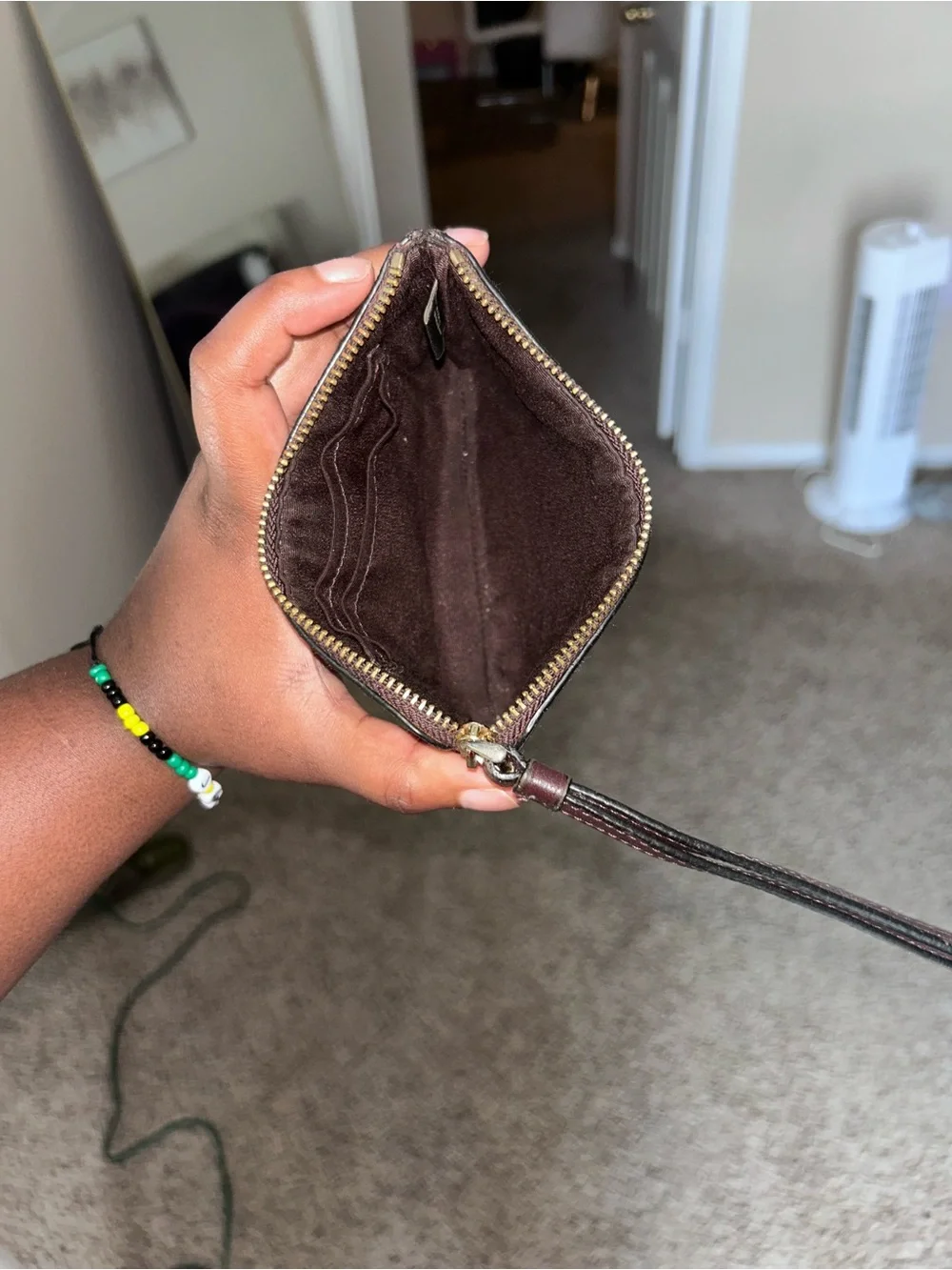 Coach Purple Signature Embossed Leather Zip Card Holder